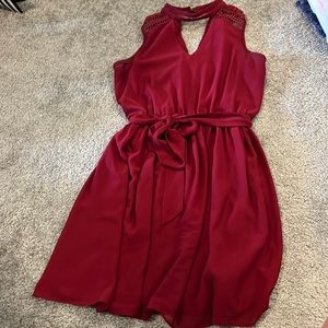 IN San Francisco Wine Red High Neck Dress